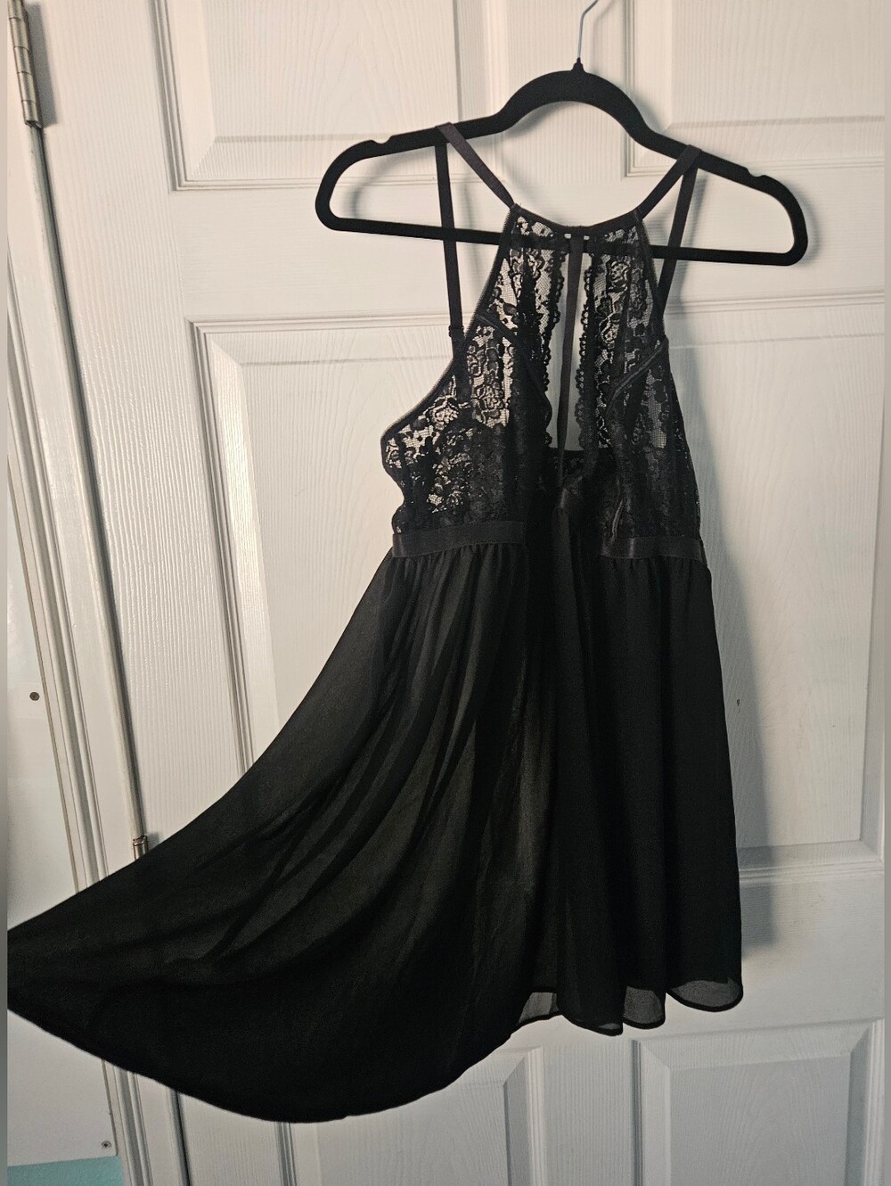 Torrid Curve Black Floral Lace Babydoll Halter Flowy Mesh Top Whimsigoth 2X Plus - Picture 12 of 14